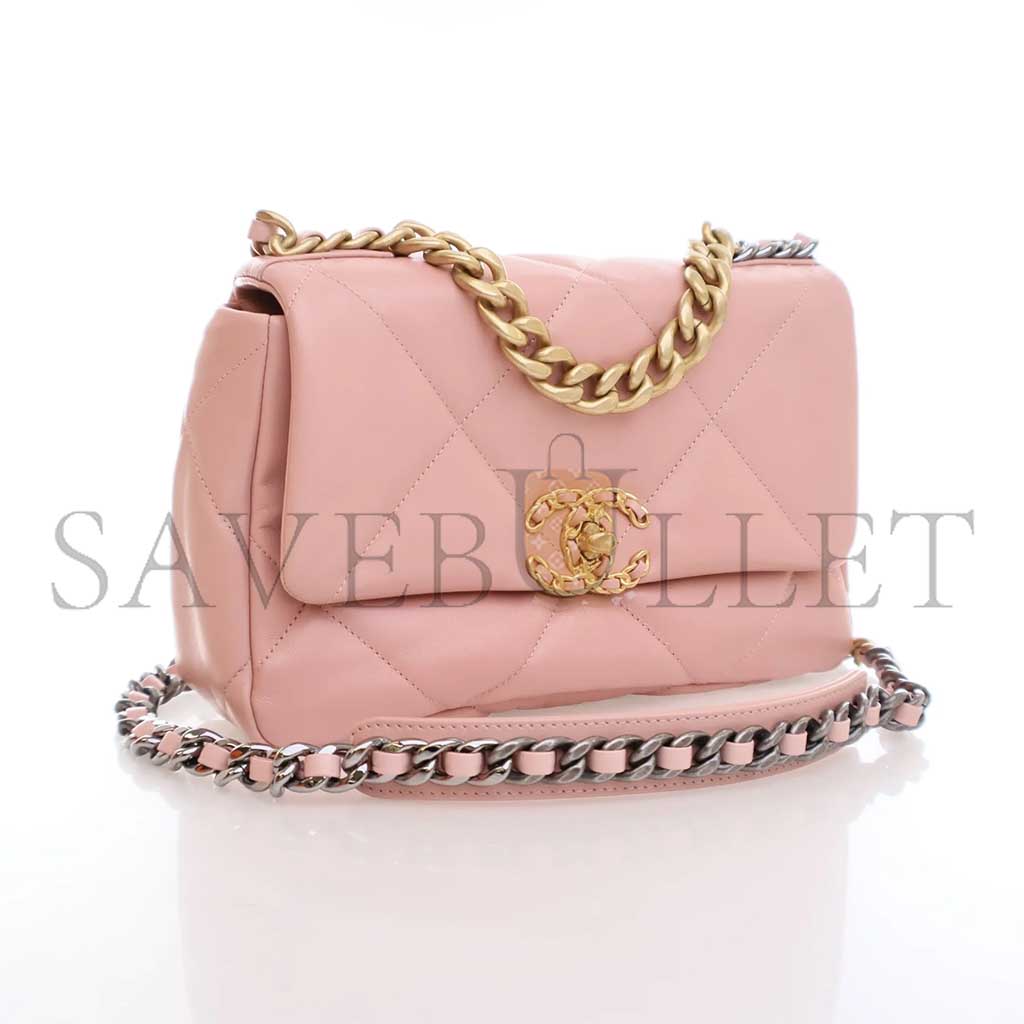 CHANEL 19 FLAP SMALL PINK GOATSKIN AS1160 (26*16*9cm)